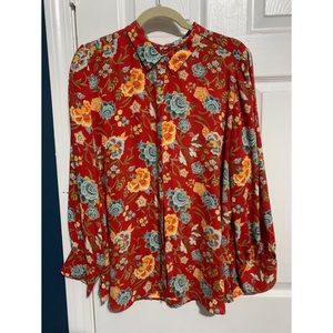Loft petite floral long sleeve blouse